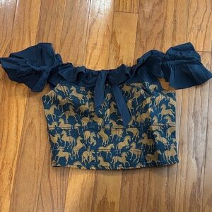 Maeve Off-Shoulder Horse Print Top